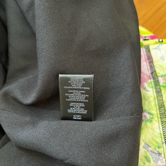 WAYF Dress Size XL Floral Short Sleeve Side Cutout Maxi Lime Fuschia - Picture 13 of 13